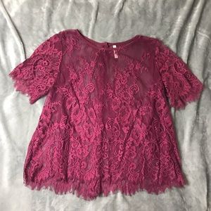 Pretty Burgundy Lace Top